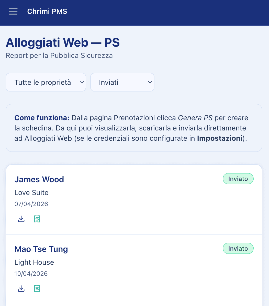Invio Alloggiati Web