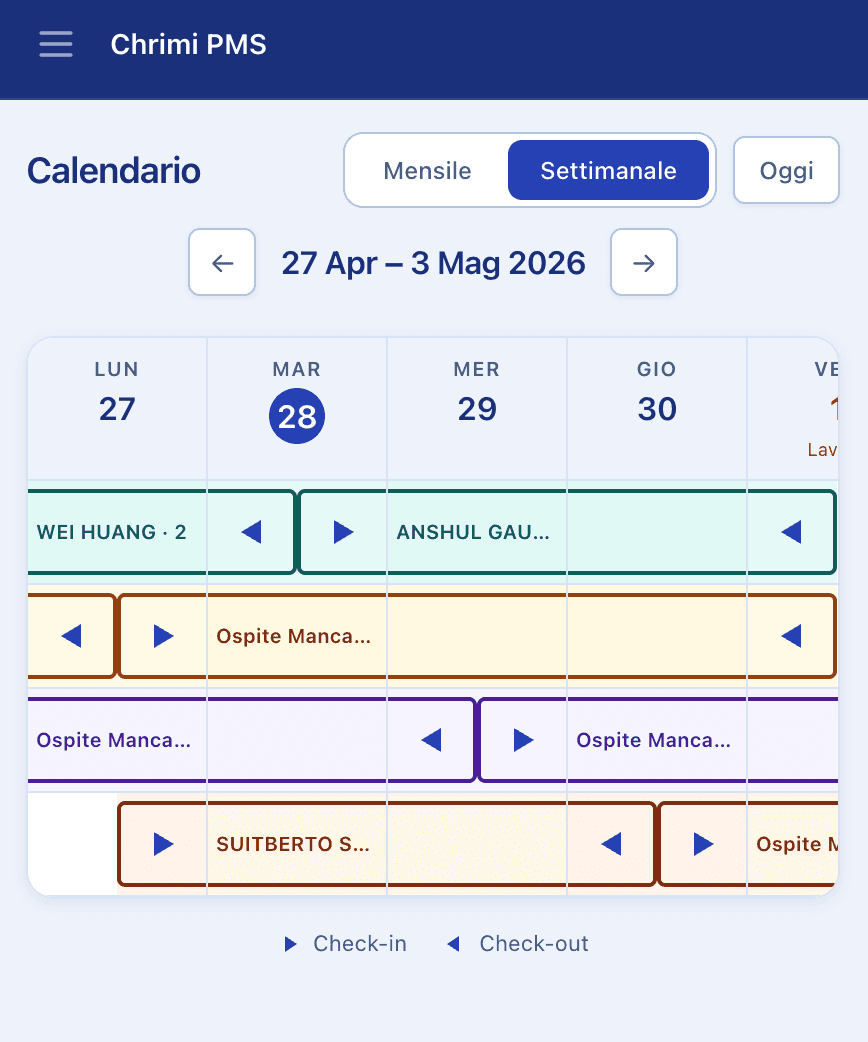 Calendario Settimanale