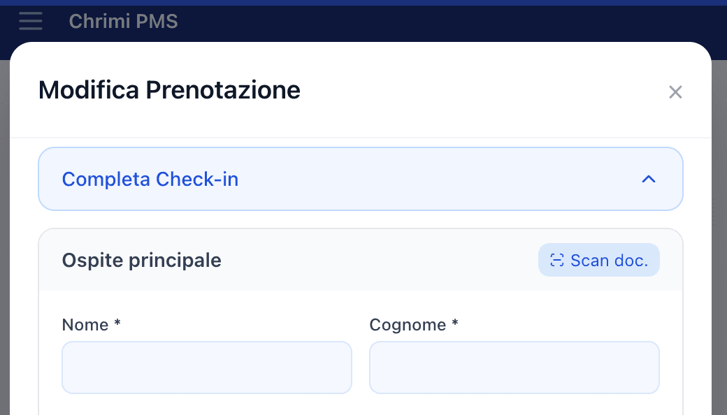 Check-in con Scansione OCR