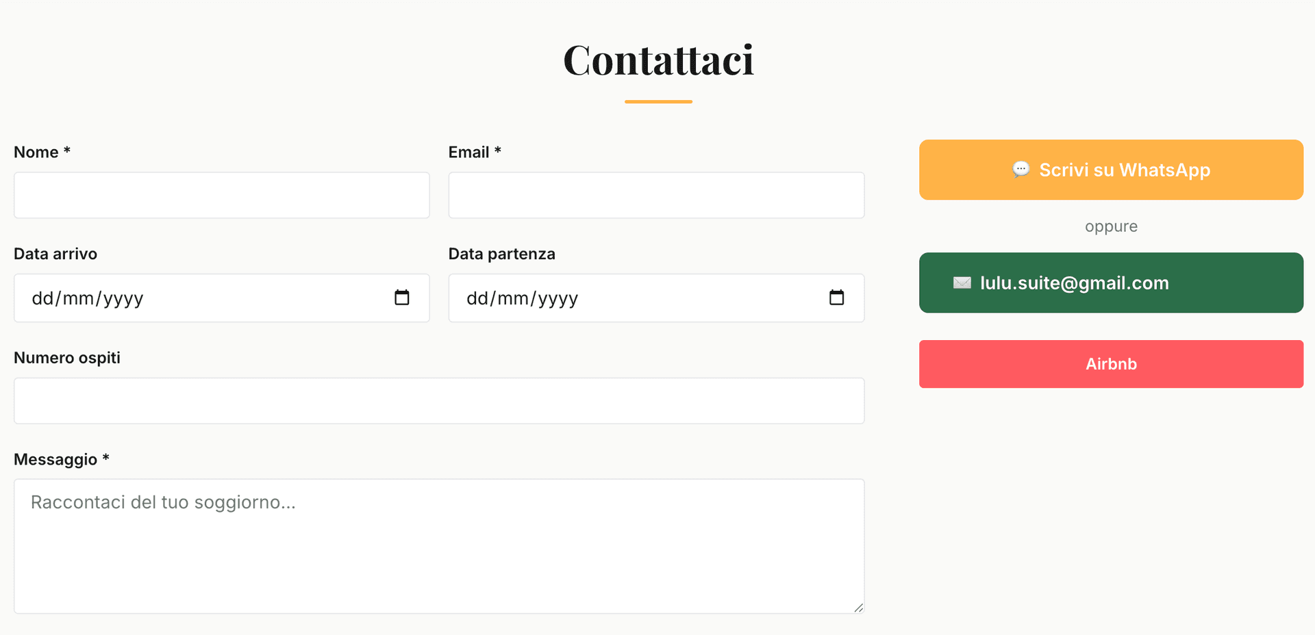 Form contatti e canali